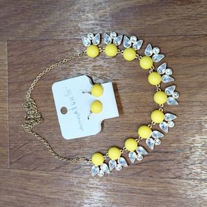 Charming Charlie Set ~ Yellow Sunburst Circle Necklace & Drop Earrings